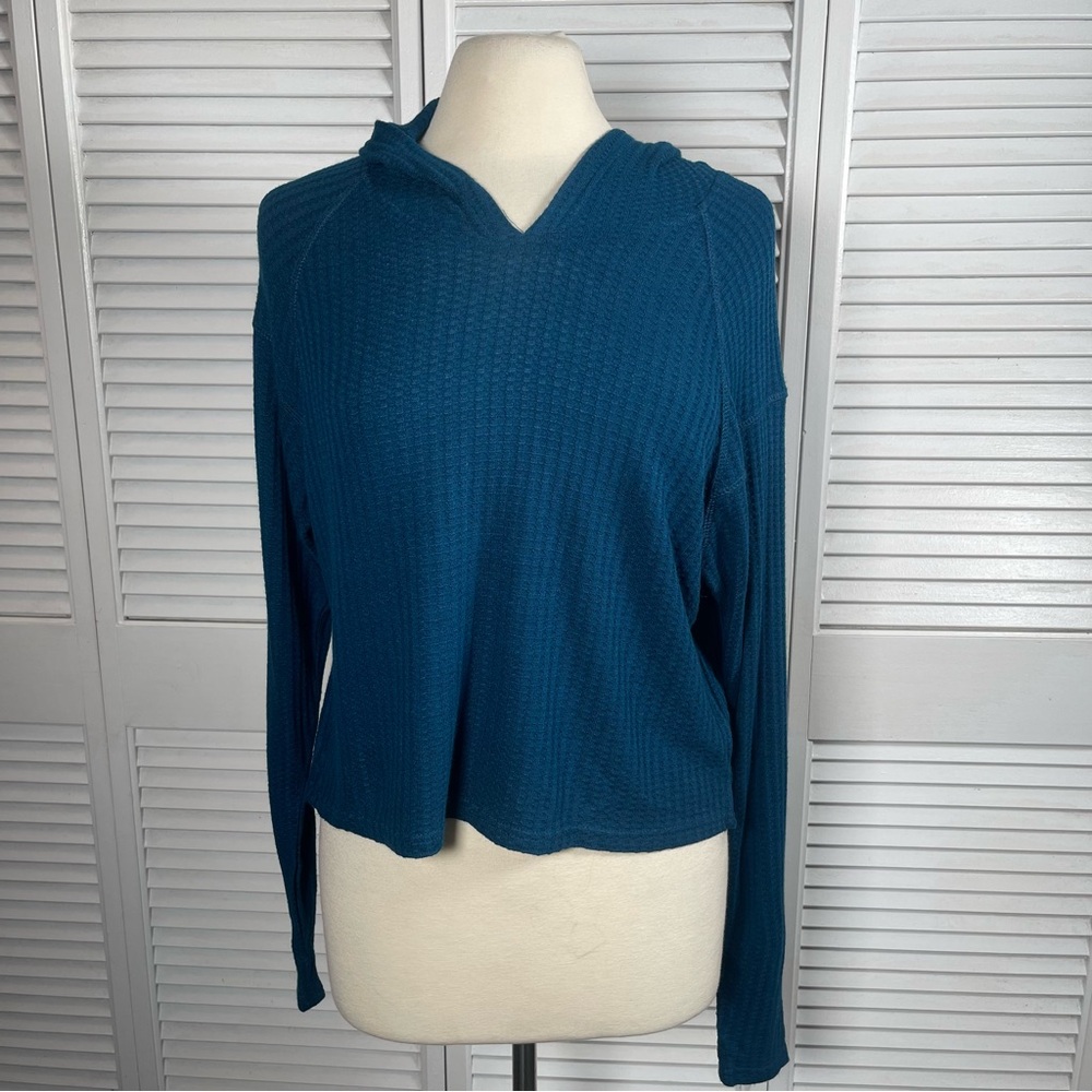 CHASER Waffle Knit Hoodie – Teal Blue (NWT)